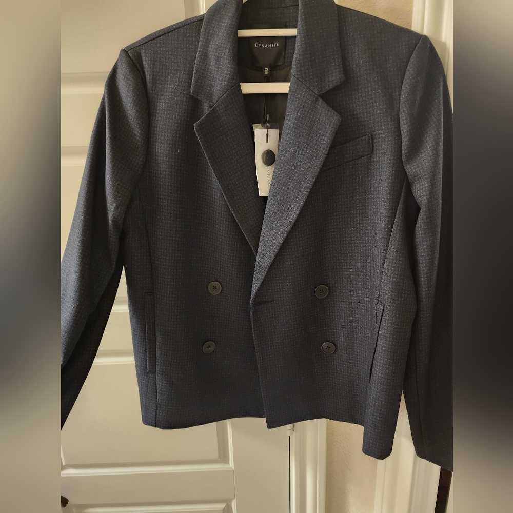 Dynamite navy blue checker suit size S